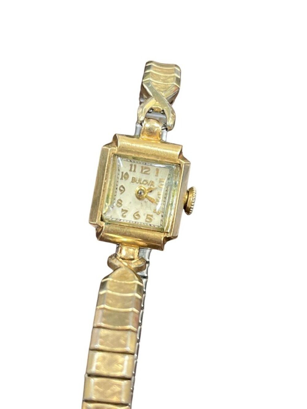 Bulova wms vtg 10KT gold filled H453386 circa 1947 wrist watch works SKU 10-845